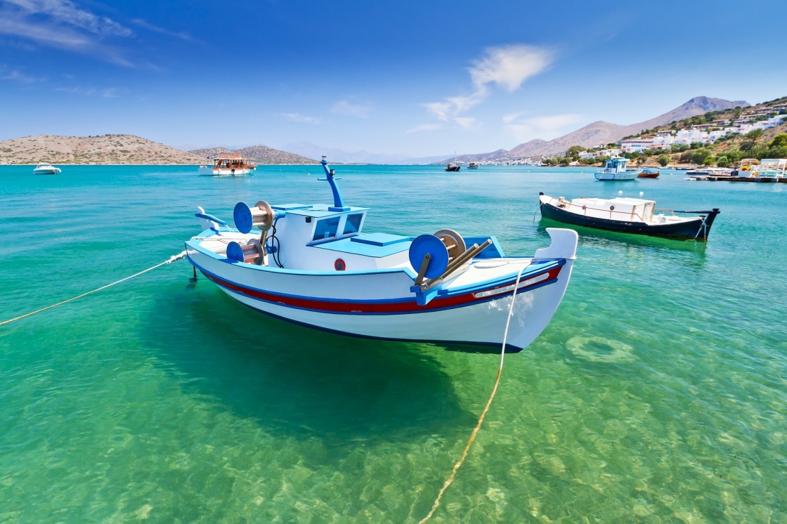 'Fishing boats at the coast of Crete, Greece' - Crete